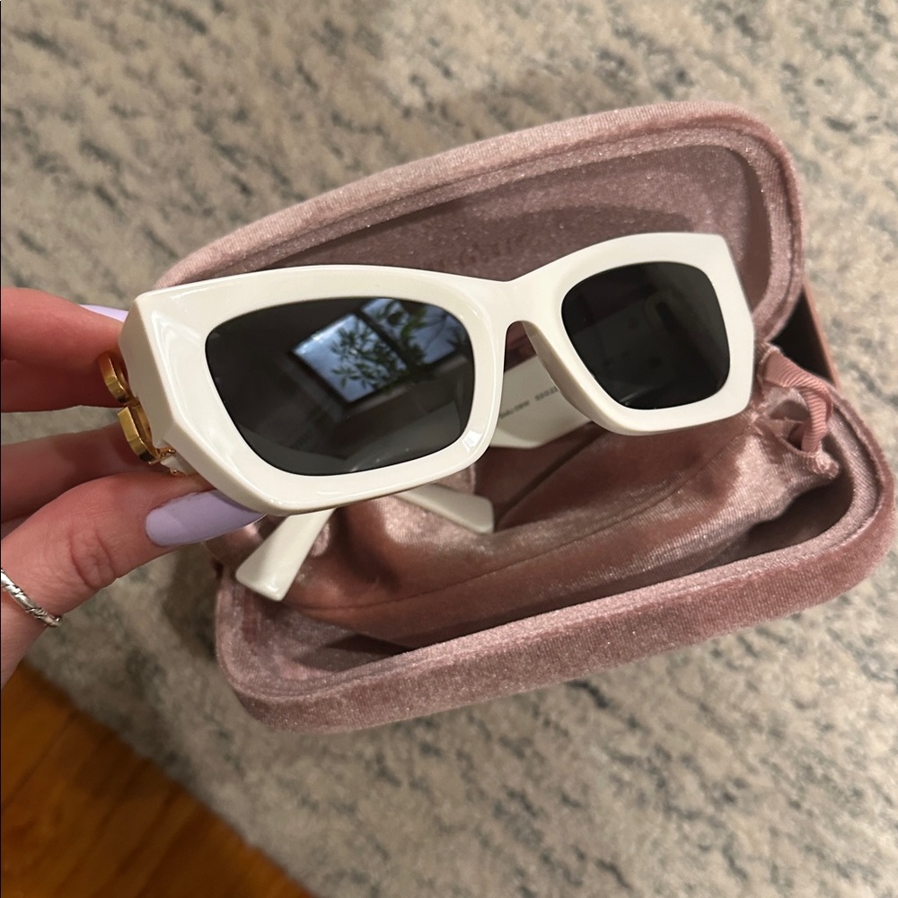 Miu Miu White and Gold Sunglasses - Picture 9 of 10